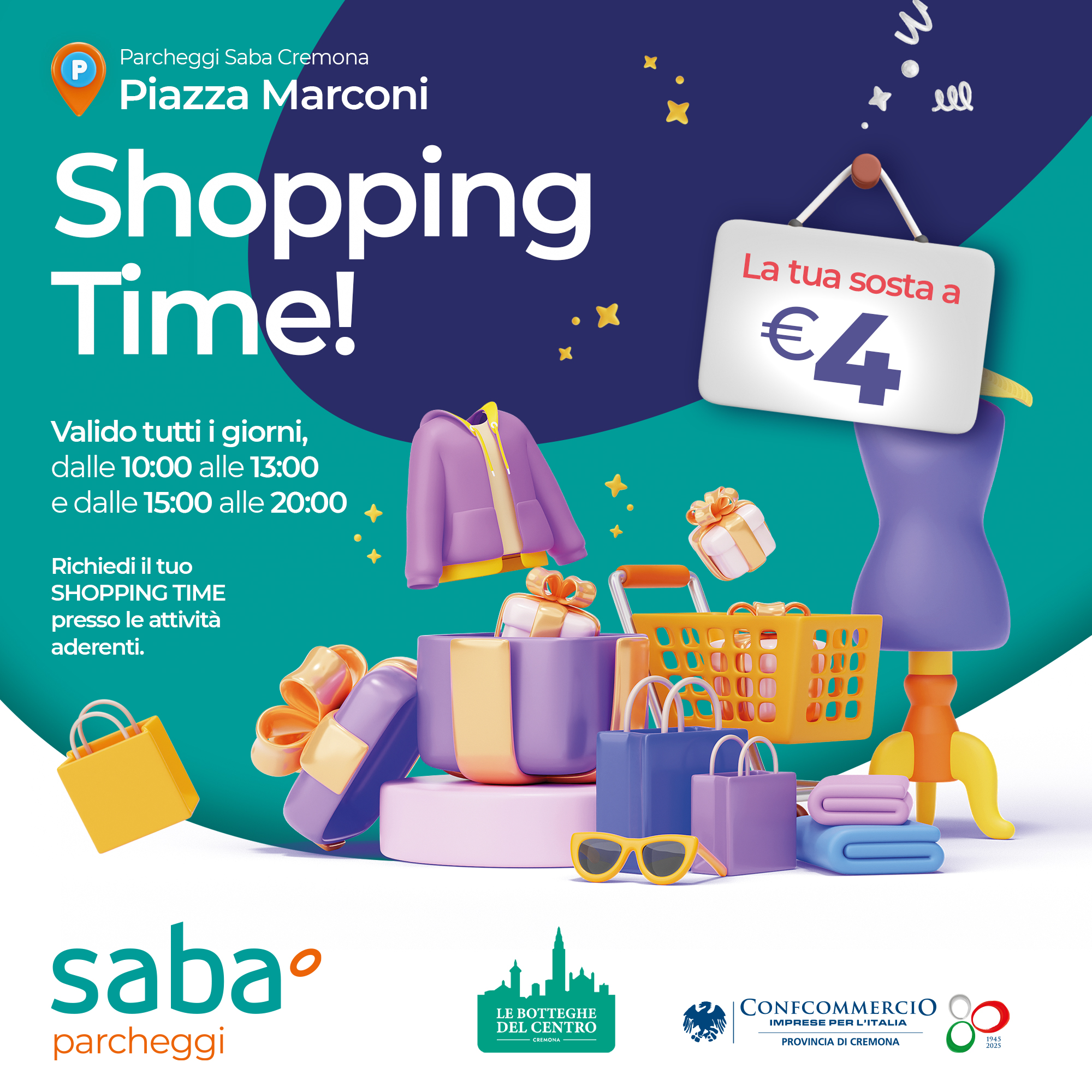 Parcheggi scontati a Cremona con Confcommercio e Saba
